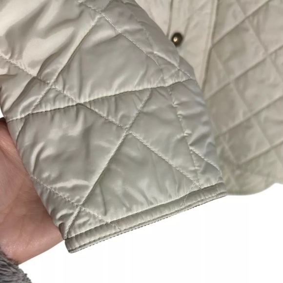 Ralph Lauren Sport Quilted Jacket Coat Barn Crest Corduroy Equestrian Ivory S - Picture 2 of 7